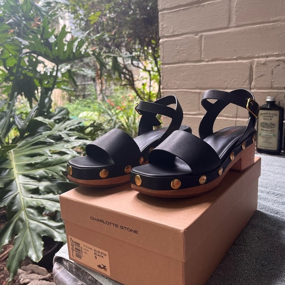Charlotte Stone Shoes - Charlotte Stone Allie in Black with Gold Studs